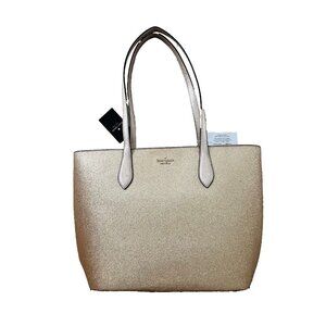 Kate Spade Glimmer Zip Tote Shoulder Bag Glitter Gold